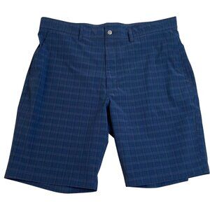 Footjoy Mens Golf Shorts W38 Blue Plaid Performance Polyester/Spandex Blend